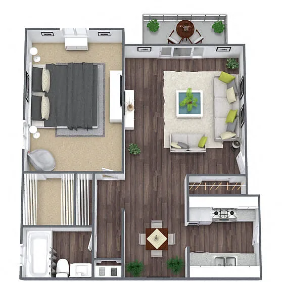 Floor plan A8: 1 Bed 1 Bath