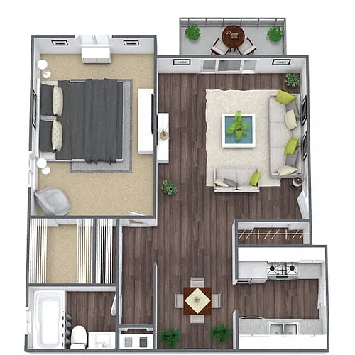 Floor plan A8: 1 Bed 1 Bath