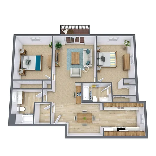 Floor plan Two Bedroom 22A