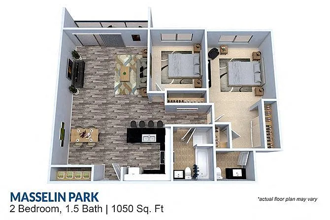Floor plan 2 Bed 1.5 Bath 1050 sq ft
