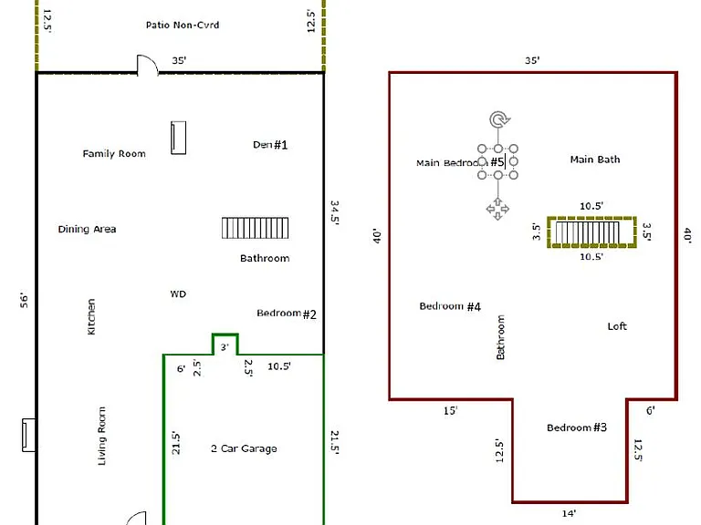 Floor plan with Bedroom #s designated