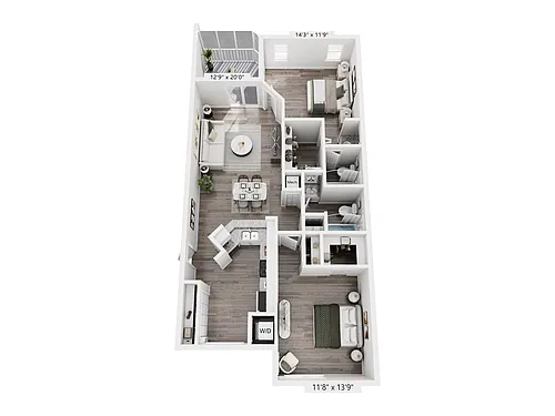 Floor plan B1 1075sf 2/2