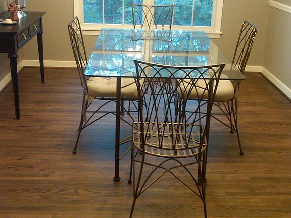 Beautiful dining room overlooking backyard.