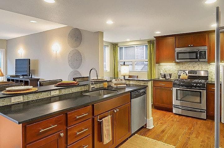 Open kitchen with dining nook