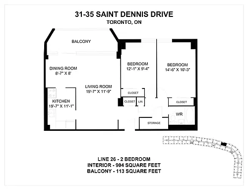 Floor plan 2 Bedroom 2 Bed 1 Bath