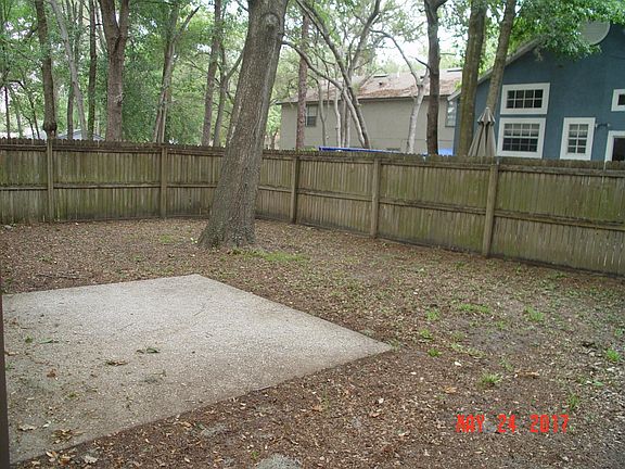 fenced back yard