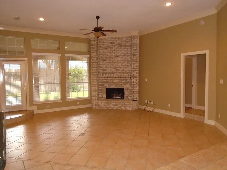 Family room with fireplace