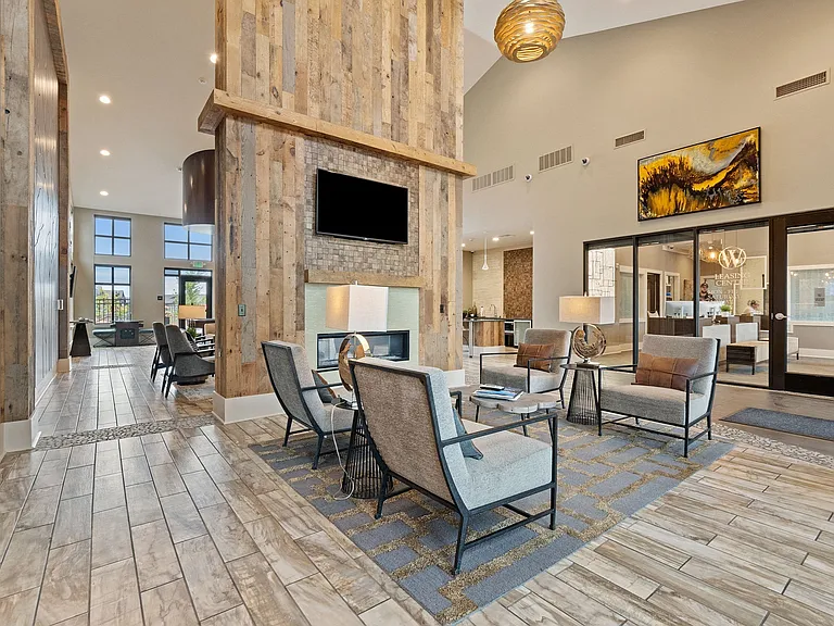 Entertainment lounge area with comfortable seating