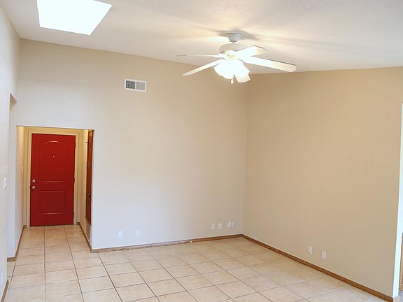 Bright living room with skylight