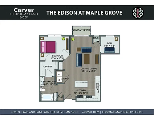 Floor plan Carver (w/Den)