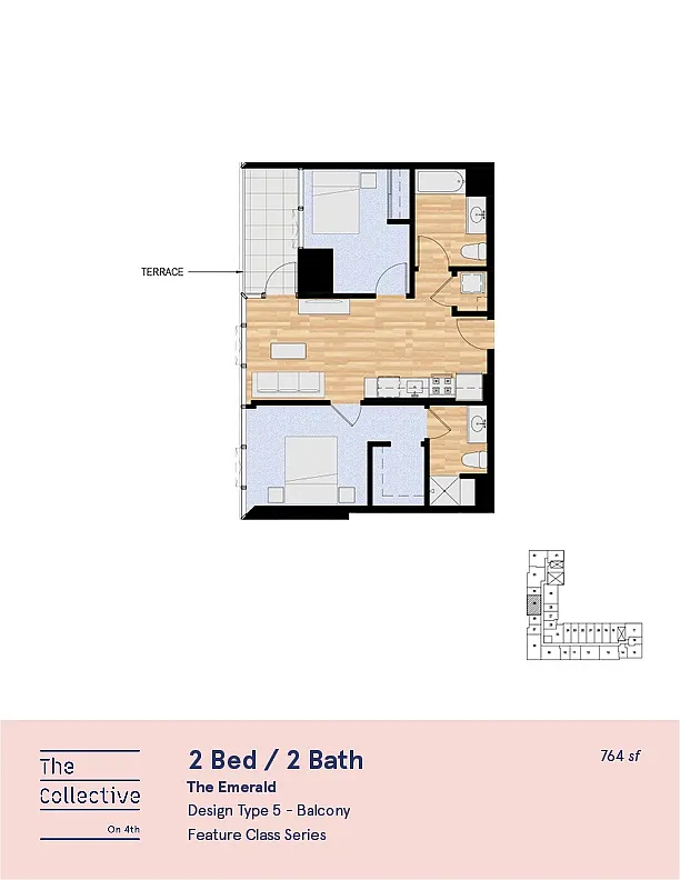 Floor plan 2x2 C - Balcony