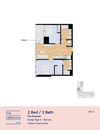 Floor plan 2x2 C - Balcony