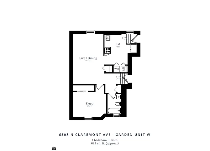Floor plan 1 Bedroom | 1 Bath (B4)