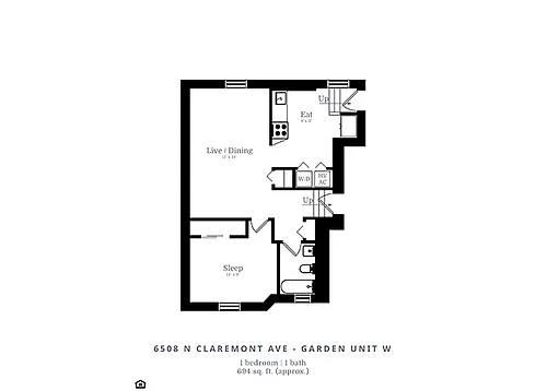 Floor plan 1 Bedroom | 1 Bath (B4)