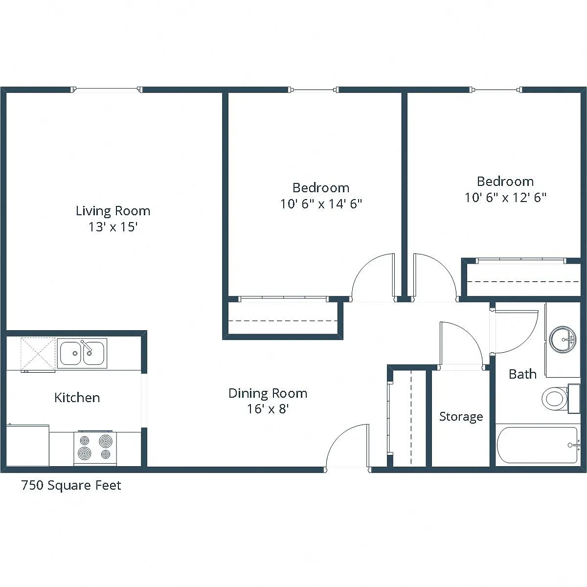 Floor plan Two Bedroom 21A