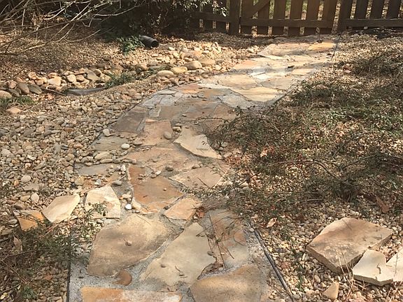 Stone pathways in back