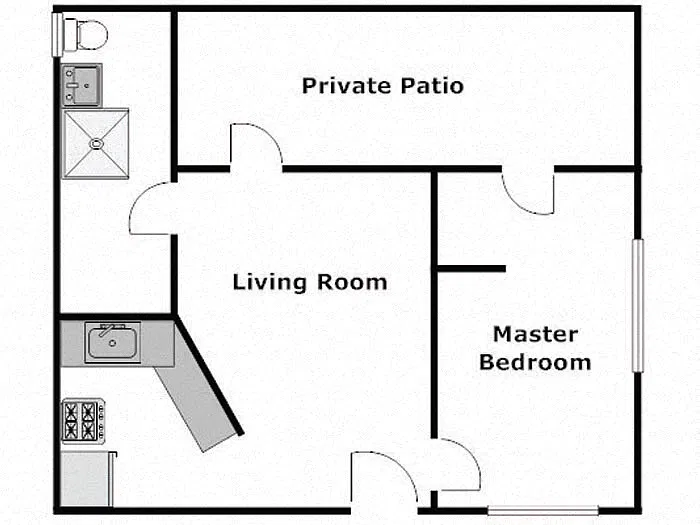 Floor plan 1 Bed / 1 Bath: Type A