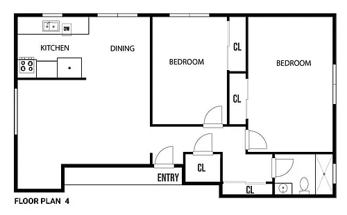 Floor plan 2 Bed, 1.00 Bath