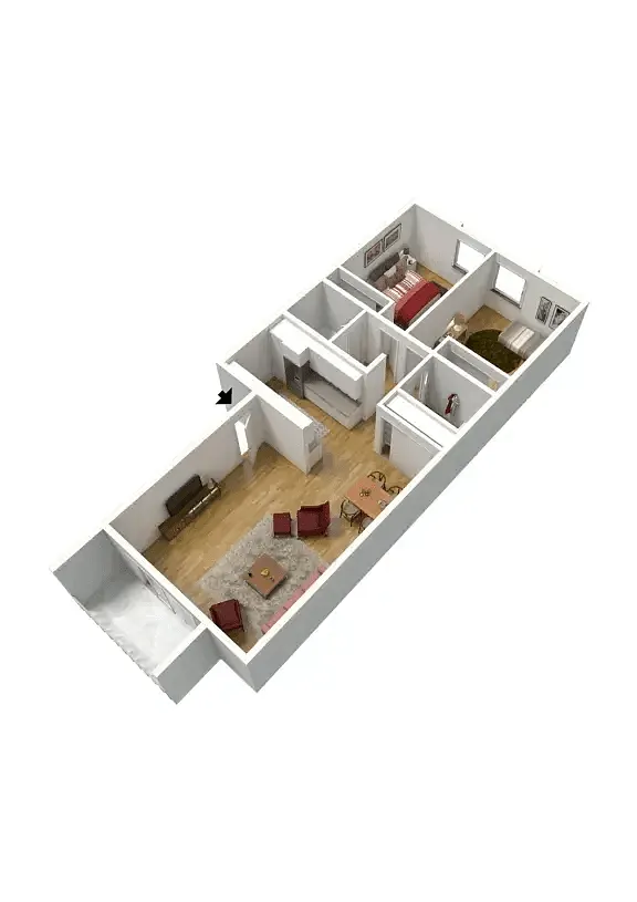 Floor plan 2BD, 2BTH