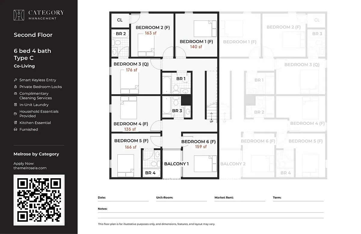 Floor plan 6 Bed 4 Bath - C
