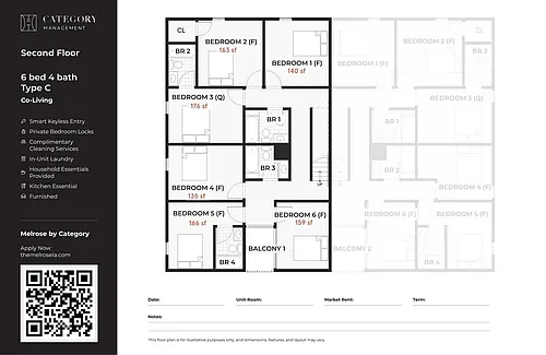Floor plan 6 Bed 4 Bath - C
