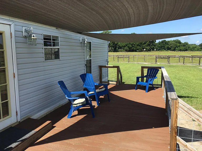 Covered Back Deck facing horse farm