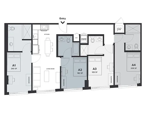 Floor plan Rent-By-Bedroom 4x4 D1
