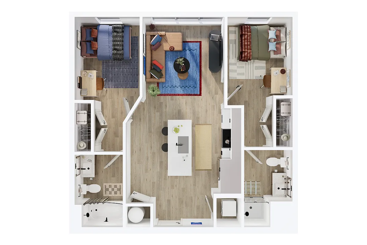 Floor plan 2BR/2BA - C2
