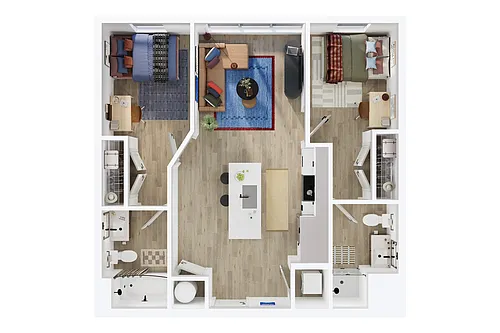 Floor plan 2BR/2BA - C2