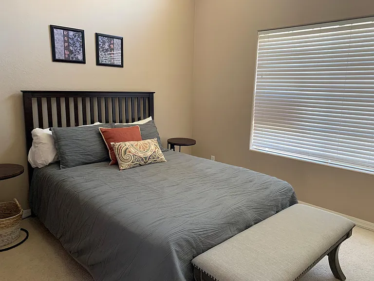 Second bedroom Queen. Large closet. Vaulted ceilings. Ceiling fan