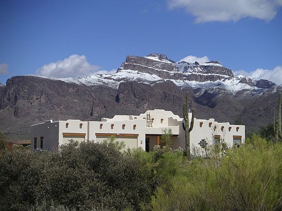 View from front door of snow on the Supertitions