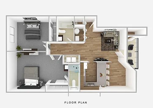 Floor plan 2 Bedroom | 2 Bath