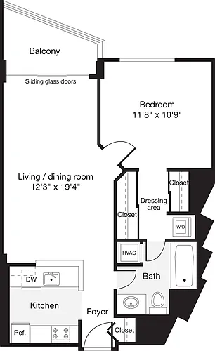 Floor plan 1 Bedroom B