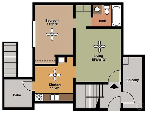 Floor plan 1 Bedroom, 1 Bathroom