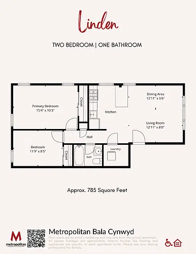 Floor plan Two Bedroom Linden