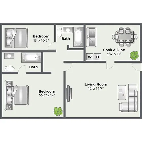 Floor plan 2 Bed 2 Bath
