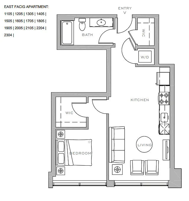 Floor plan 1X1 B1