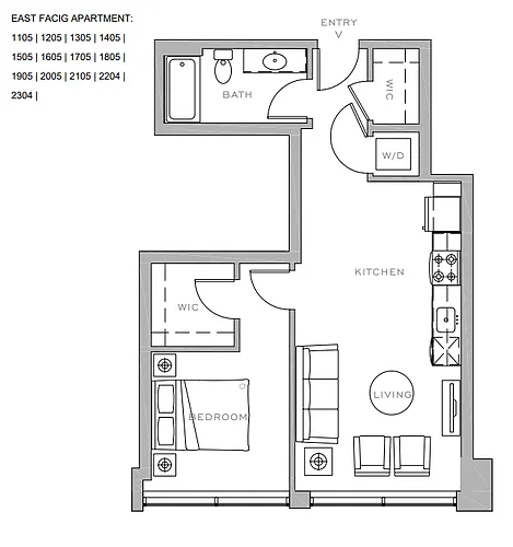 Floor plan 1X1 B1