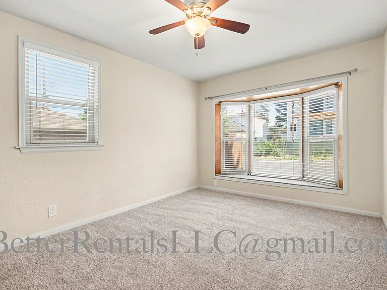 primary bedroom with large closet, new carpet