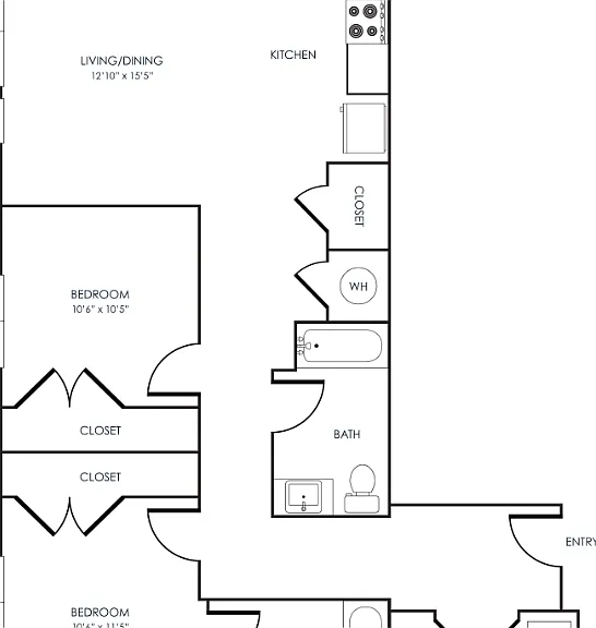 2 Bedroom 22A Floorplan Diagram