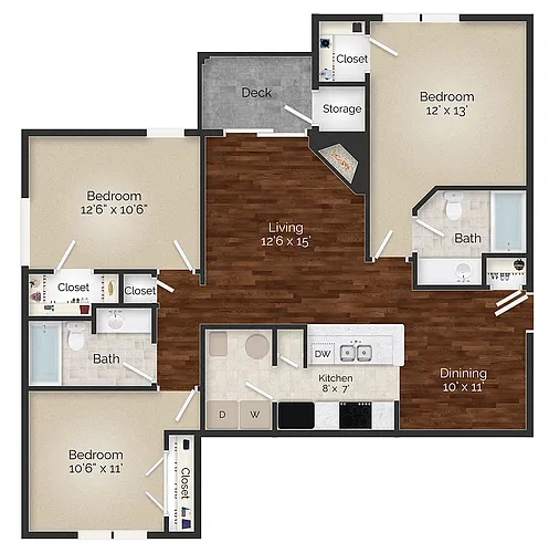 Floor plan Three Bedroom -C2 Renovated