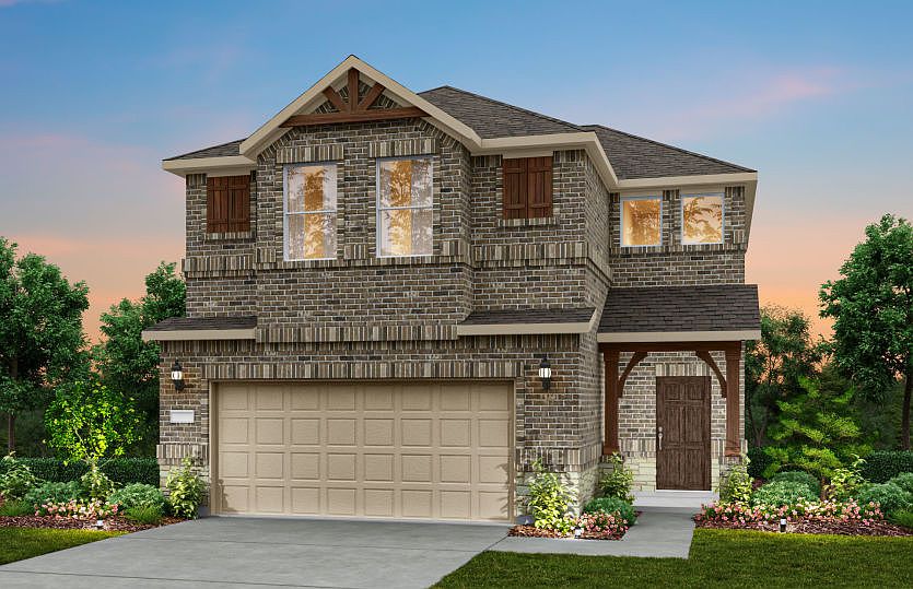 The Maroon, a two-story home with 2-car garage, shown with Home Exterior S