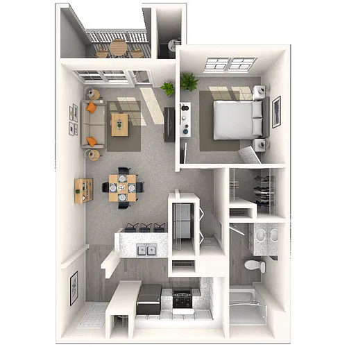 Floor plan Traditional 1x1 782-857 SF