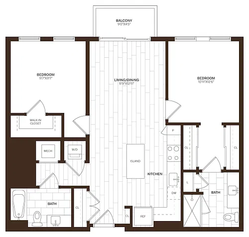 Floor plan 2 Bed/2 Bath-B13