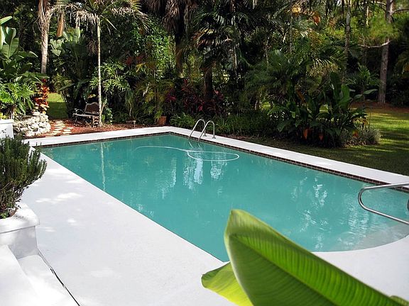 LARGE IN-GROUND POOL IN TROPICAL OASIS BACKYARD