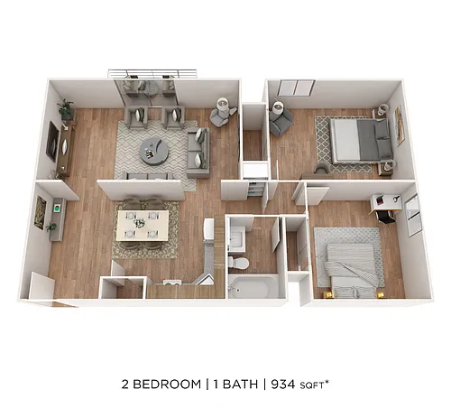 Floor plan Two Bedroom- 934 sqft