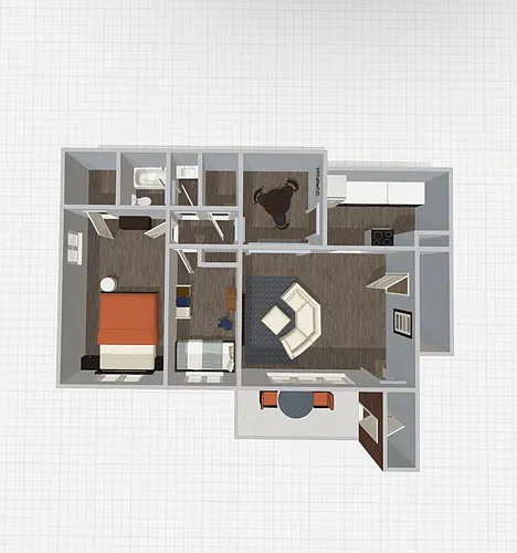 Floor plan 2 Bed, 1 Bath