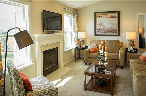 Open living space with cozy fireplace