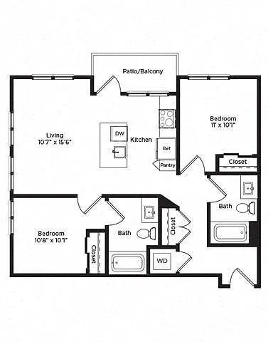 Floor plan 2A w/ Balcony