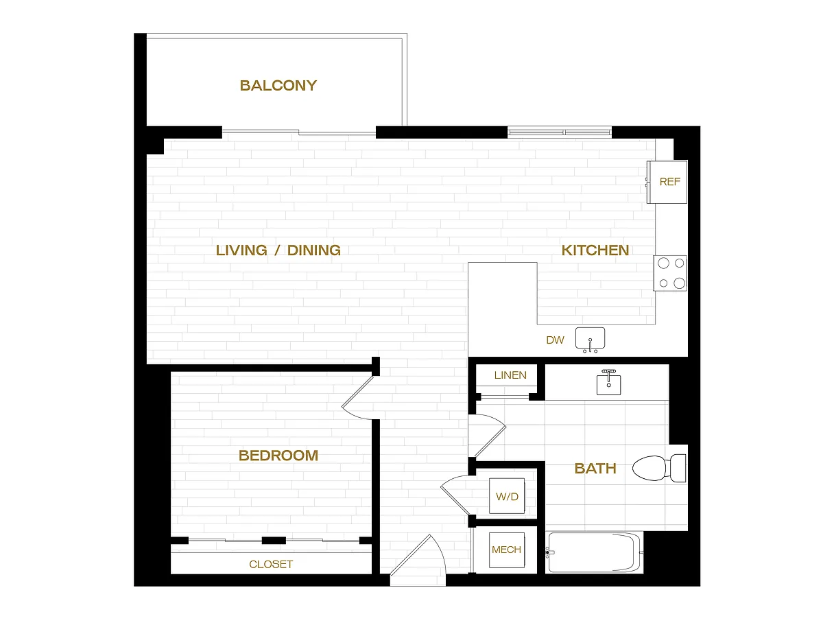 Floor plan 1 Bed/1 Bath-A7